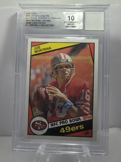 Joe Montana 1984 Topps #358 Pro Bowl – Beckett 10 Auto + 1982 Pro Bowl Game-Used Patch