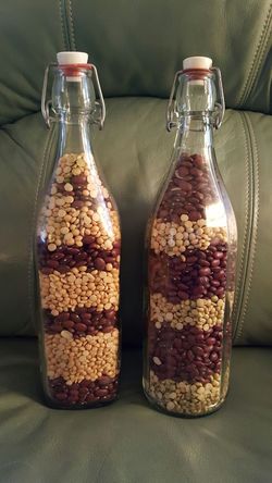 Two Tall Bottles of Food Art
