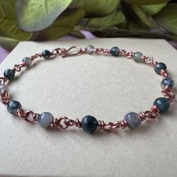 Moss Agate Copper Bracelet