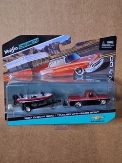 1987 Chevy 1500 C10 Silverado w/Bass Boat Maisto Tow & Go