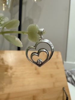 RJ Sterling Silver Double Heart Diamond pendant