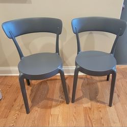Dark Grey Armless Bistro Dining Chair-set Of 2- New