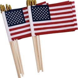 24Pack Small American Flags Small US Flags/Mini American Flag on Stick 4x6 Inch US American Hand Held Stick Flags with Kid-Safe Spear Top, Polyester