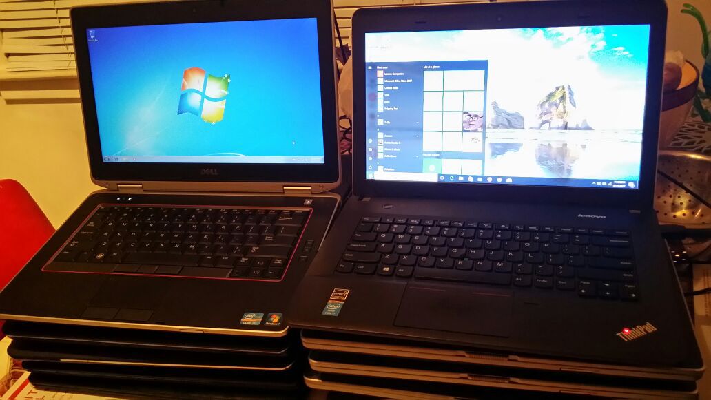 Lot of 10 laptops Lenovo i7 , Dell Latitude i5 ,Asus AMD HDMI Webcam