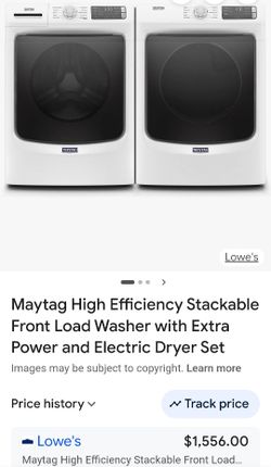 Maytag High Efficiency Stackable Front Load Washer with Extra Power and Electric Dryer Set