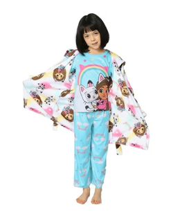 Gabby’s Dollhouse the Movie Character Girls 3-Piece Robe & Pajama Set, Size 10