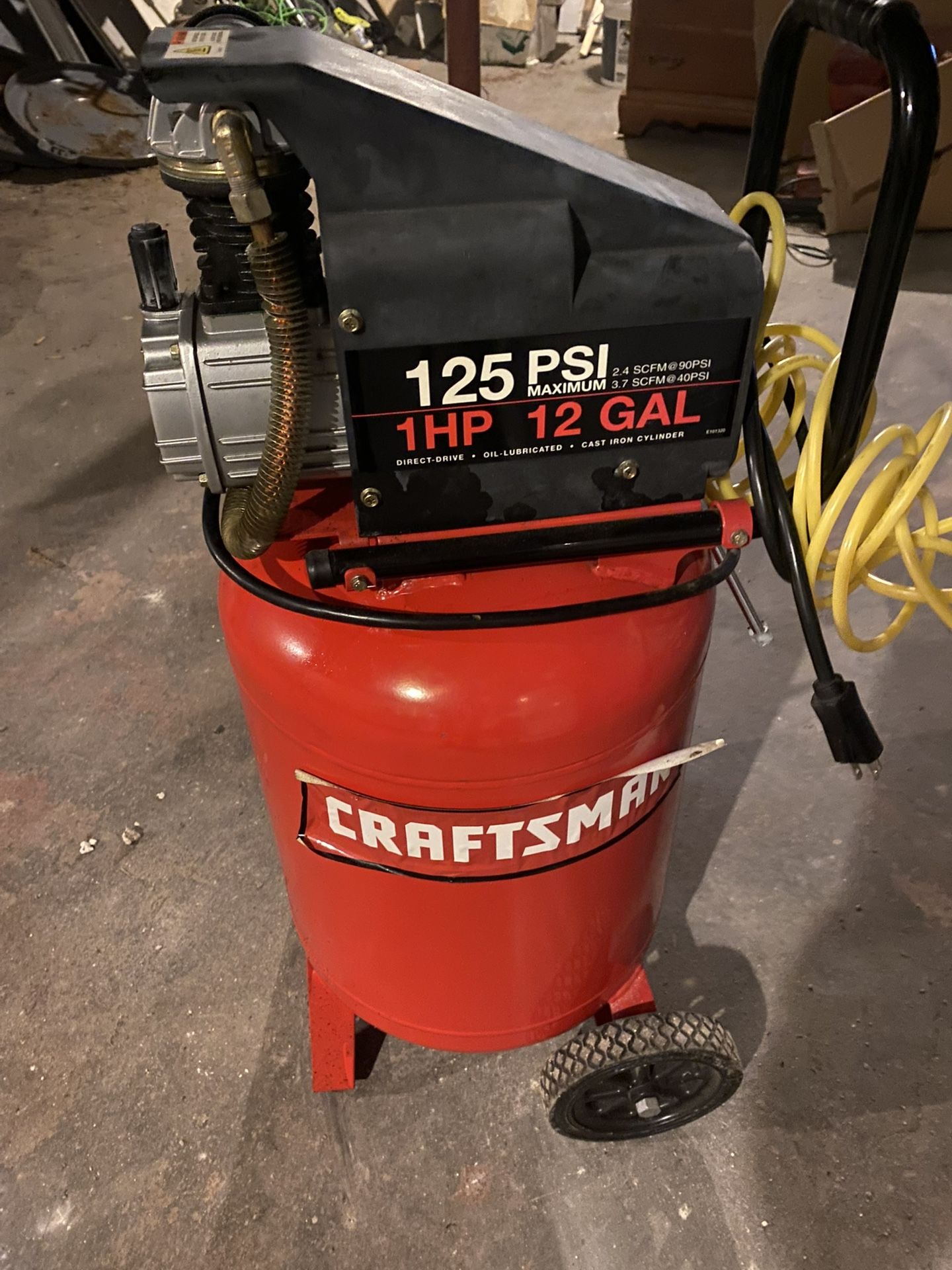 Craftsman 1 HP 12gl 125 PSI Air Compressor Fully Functioning Includes Hose