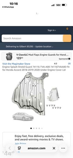 Engine splash shield Honda accord 2018 2019 2020