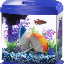 Aqua 1 Gallon Betta Tank Aquarium With Filter And Light