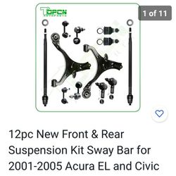 12pc New Front & Rear Suspension Kit Sway Bar for 2001-2005 Acura EL and Civic