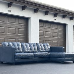 Sofa/Couch Sectional - Navy Blue - Leather - Delivery Available 🚛