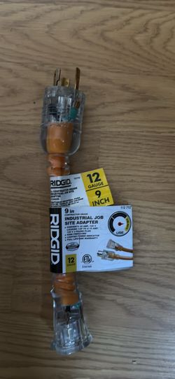 Ridgid 9 in. 12/3 Heavy Duty Indoor/Outdoor Industrial Job Site Adapter, Orange/Grey