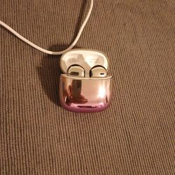 Purple wireless earbuds