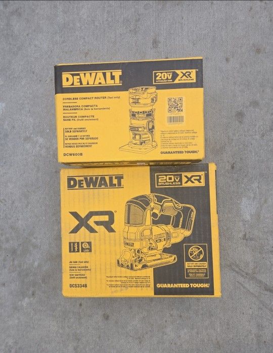 Dewalt 20v Router And Jigsaw Brushless XR With Variable Speed Brand New Tools Only 