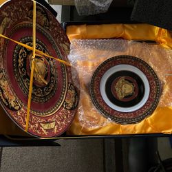 Versace Cake Dish, And Six Plates With Box