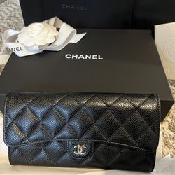 NEW AUTHENTIC CHANEL CLASSIC FLAP LONG WALLET WITH RECEIPT AND ALL PACKAGING 