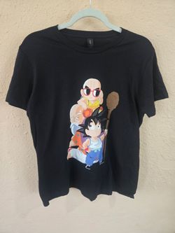 Dragon Ball Graphic Goku, Master Roshi Krillin Black Women's Shirt, Size Large