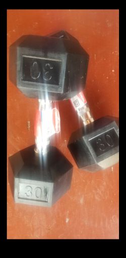 💪WEIDER RUBBER HEX 60LB TOTAL DUMBBELL SET, 2X30lbs Each-BRAND NEW-💪