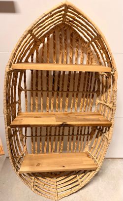 Woven & Wood Wall Shelf