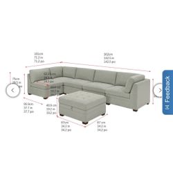 Thomasville Tisdale Boucle Modular Sectional with Storage Ottoman. Sofa
