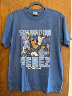Kansas City Royals Salvador Perez Graphic T-Shirt Blue Size M MLB