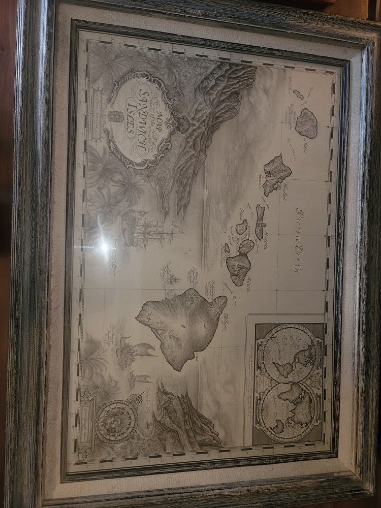 1989 Map Of the Sandwich Isles Artist Cartographer Blaise Domino