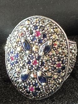 925 multi gemstone  ring vintage