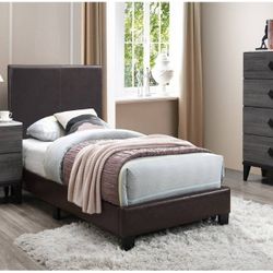 QUEEN BED FRAME MATTRES SOLD SEPARATELY NEW IN BOX BROWN FAUX LEATHER 😍 ☎️1714586,2564