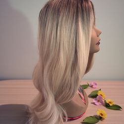 New With Tags Blonde Wigs With Dark Roots  Highlights Synthetic 24 Inches Wig 