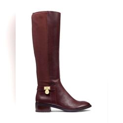Michael Kors MK Leather Hamilton Tall Riding Boots Dark Brown Boots 10