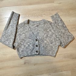 Garage Gray Cropped Cardigan Sweater With Buttons Size XX Small Women’s