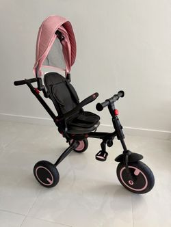 Baby Tricycle, 7-in-1 Folding Kids Trike with Adjustable Push Handle, Removable Canopy, Backrest and Safety Belt, Push Tricycle for Toddlers 10 Months