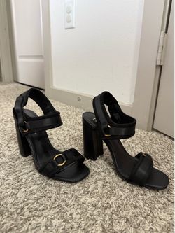 N by Nicole Miller Black Utility Block Heels