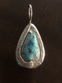 Effie Calavaza Zuni Turquoise .925 Large Snake Pendant  