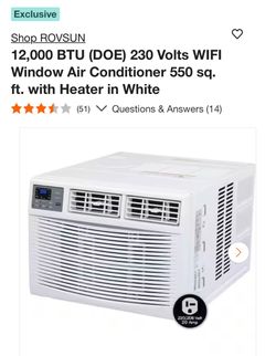 12,000 BTU Window Airconditiner with Heater 230v Wi-Fi 550sq ft Included Transformer 110-220v 10,000 VA NEW