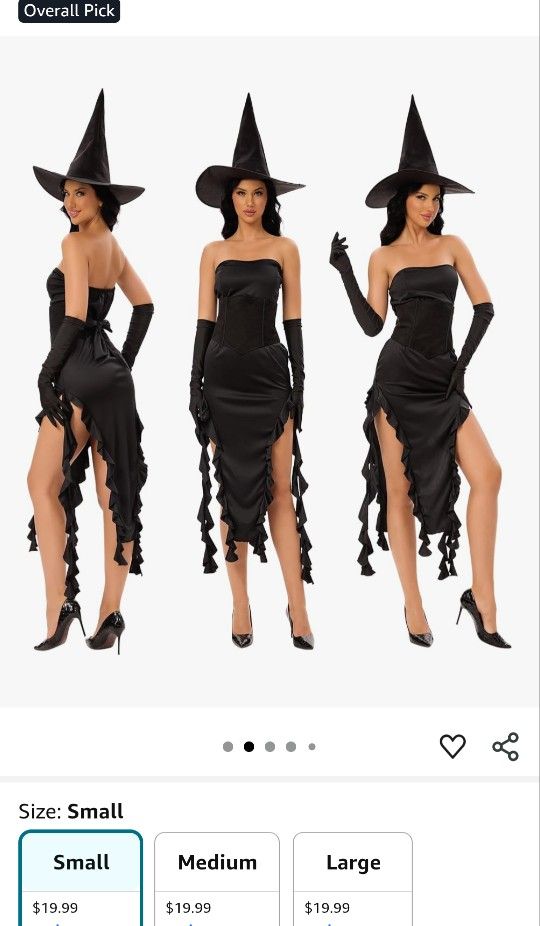 MISS FANTASY Witch Costume Women - Halloween Costumes Women Black Witch Dress Outfit with Witch Hat Gloves