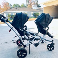 Dream On Me Track Tandem Double Reversible Stroller Face To Face Edition-Black