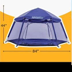 NEW 84 in. x 84 in. x 44 in. Navy Instant Pop Up Portable Play Yard Canopy Tent, Kids Playpen,-