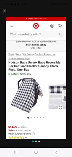 USED Car Seat Canopy Cover Plaid Black White