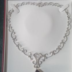 Rubellite Tourmaline Pendant And Diamond Necklace