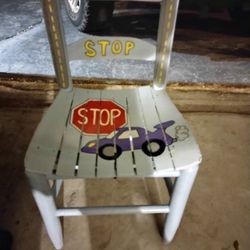 Pit Stop Time Out  Children's Chair Custom hand made Wooden