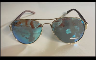 Ray- Ban Blue Mirrored Sunglasses Men and Women Gold frame- as is, read description