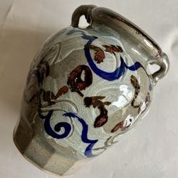 Vintage Abstract Hand Thrown Stoneware Pottery Vase 
