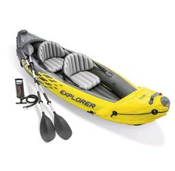 INTEX Explorer K2 Inflatable Kayak w/ Aluminum Oars & Pump,Yellow (Open Box)