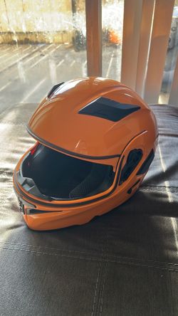 Orange Modular Flip-Up Motorcycle Helmet