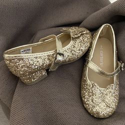 Little Girls Dress Golden Sparkling Heels Shoes