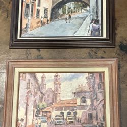 Vintage Oil Paintings (set of 2) Signed Barrack – possibly Mexico