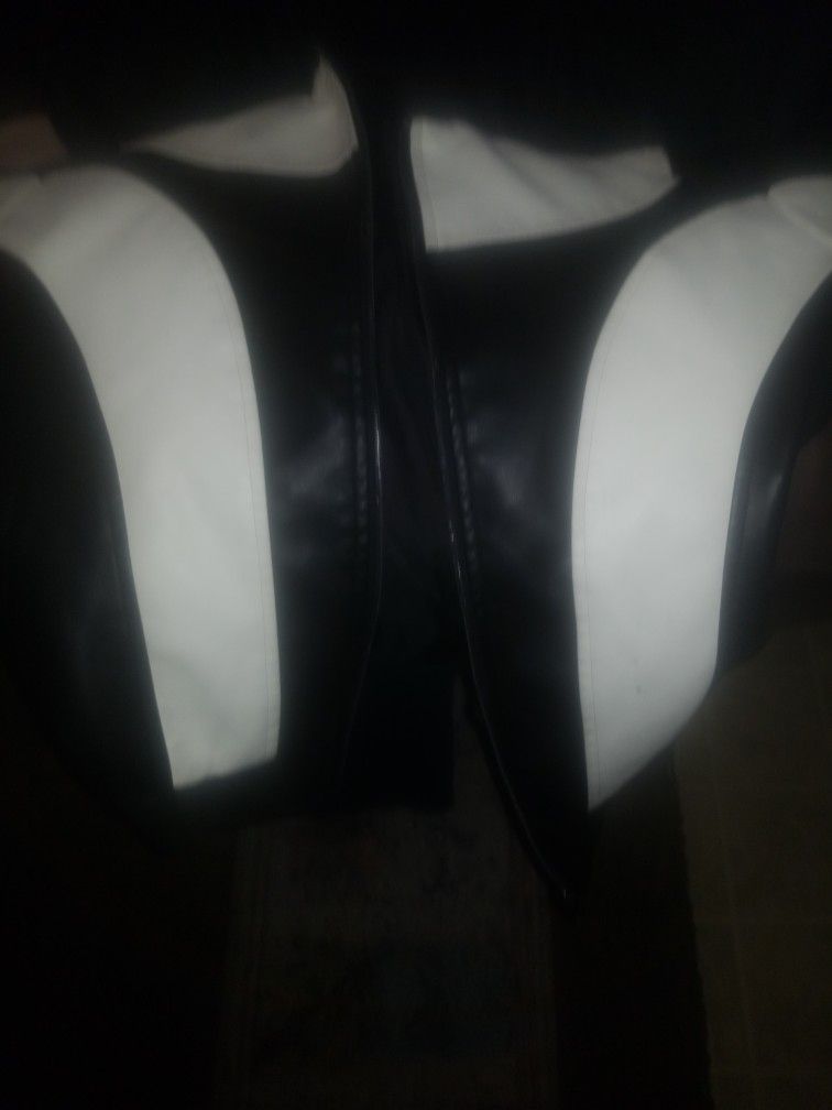 Blk / White Leather Varsity Coat