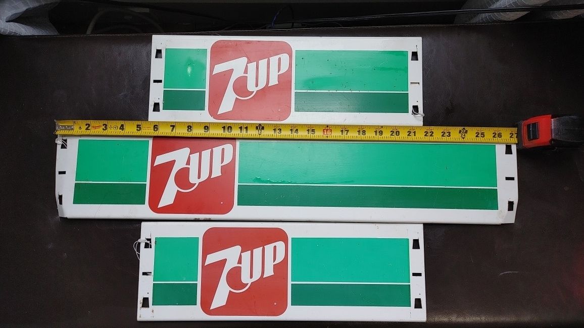 Vintage Metal / Aluminum 1950s- 1960s 7UP Advertisement Cooler Vending Machine Sign - 3 SIGN Lot
