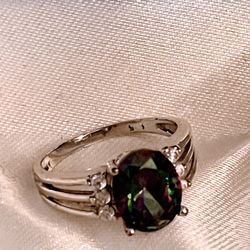925 Sterling Silver ring with rainbow stone size 6.25 